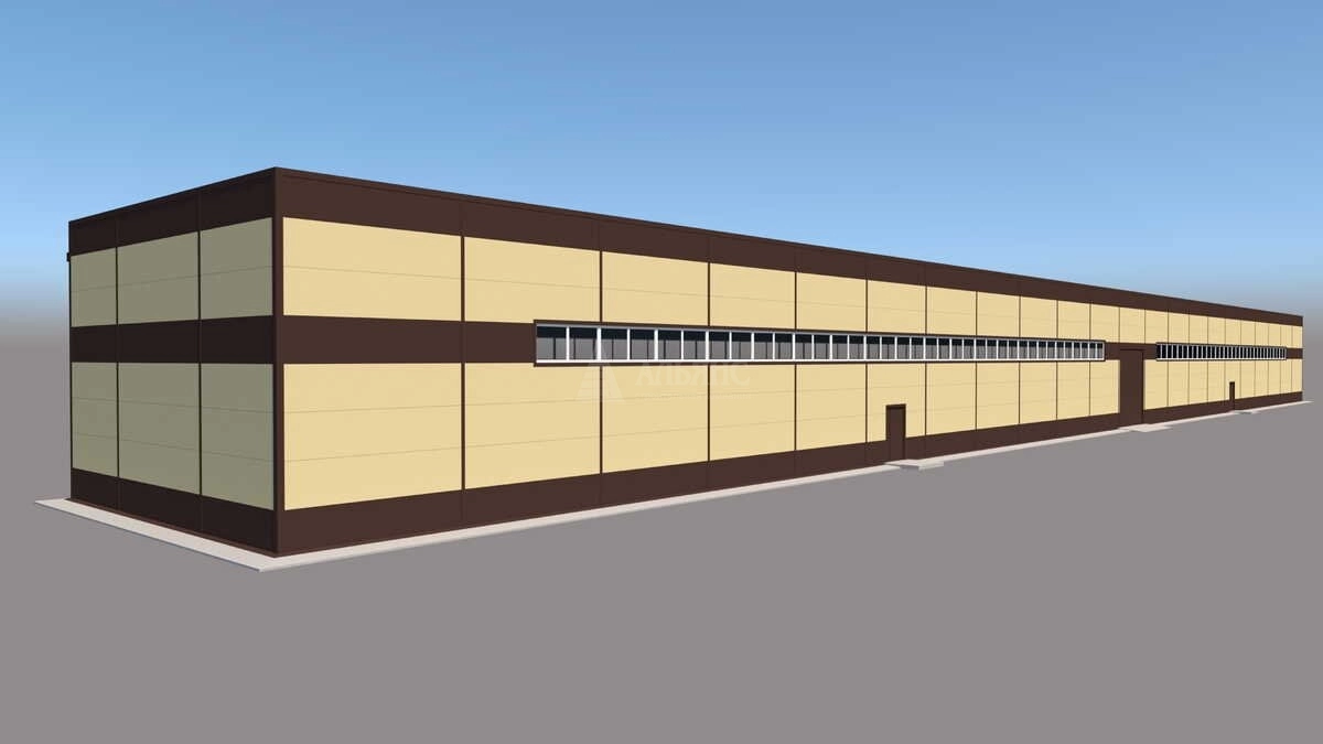 3D визуализация Производственное здание из сэндвич-панелей - фото 1